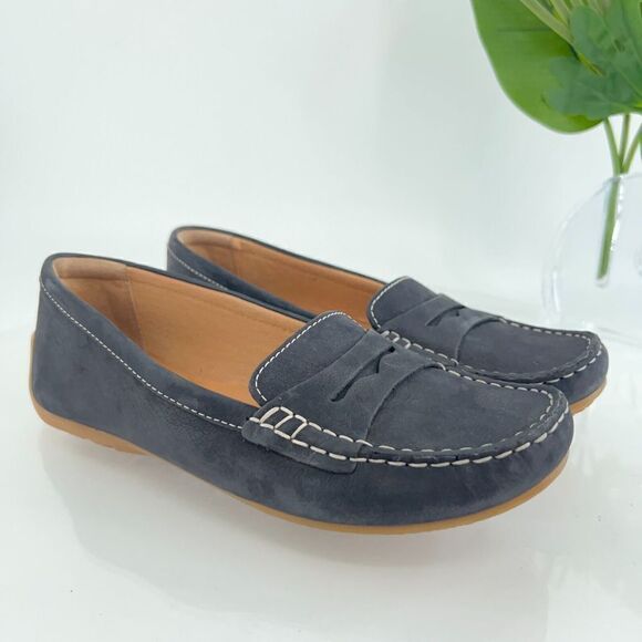 Clarks Doraville Nest Penny Loafer Women's Size 7.5 Black Nubuck Flat Shoes - Picture 1 of 11